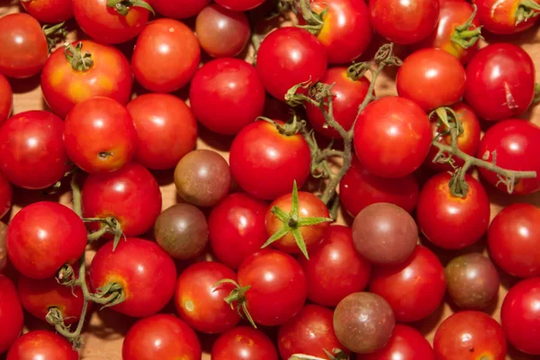 Fondo Cocina Rústico Con Tomates Cherry —  Fotos de Stock