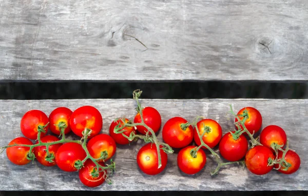 Fondo Cocina Rústico Con Tomates Cherry —  Fotos de Stock