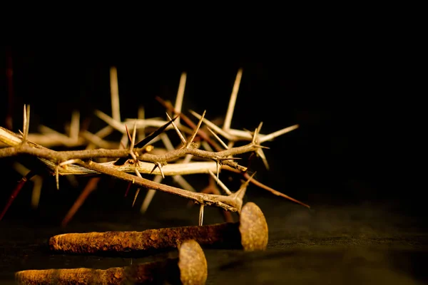 Corona Spine Chiodi Simboli Della Crocifissione Cristiana Pasqua — Foto Stock