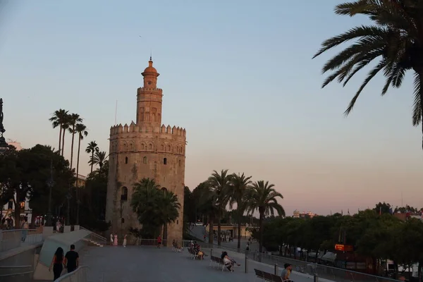 Sevilla España Junio 2019 Vista Atardecer Torre Del Oro —  Fotos de Stock