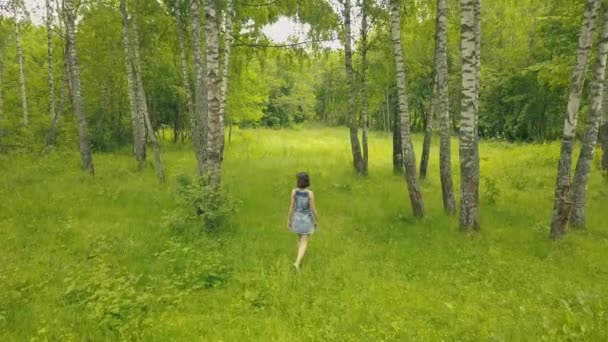 Ung kvinna i skogen. — Stockvideo