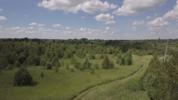 Tomma vägar. Flyg upp över floden. Aerial landskap — Stockvideo