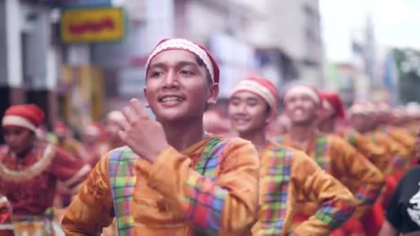 Dumaguete City, Philippines 10-18-2019: Asian cultural dancers with big smiles. — 图库视频影像