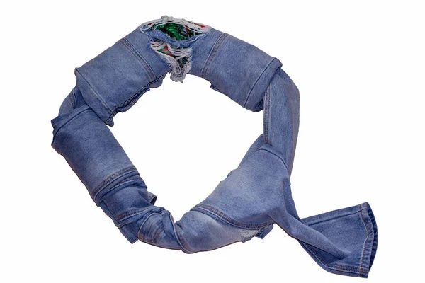 Geïsoleerde Engelse Alfabet Aangelegd Van Brieven Die Bestaat Uit Jeans — Stockfoto
