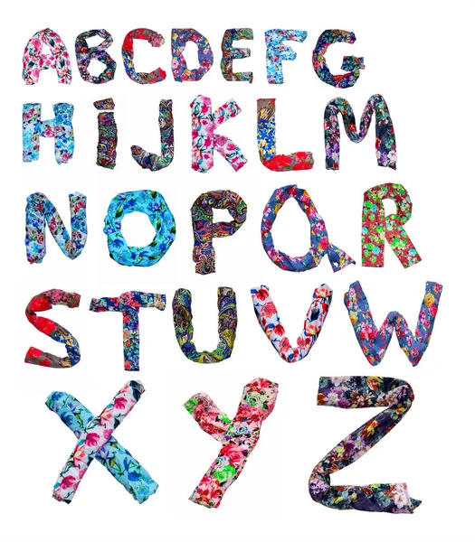 Geïsoleerde Engelse Bloem Alfabet Gemaakt Van Stof Met Bloemenprint — Stockfoto