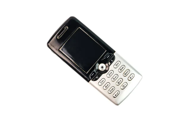 Old fashioned black mobile phone isolated on white background — Stock Photo, Image