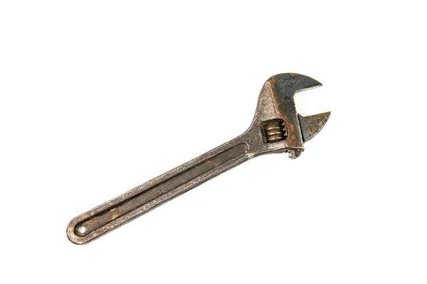 Velho vintage ussr chave ajustável isolado no fundo branco — Fotografia de Stock