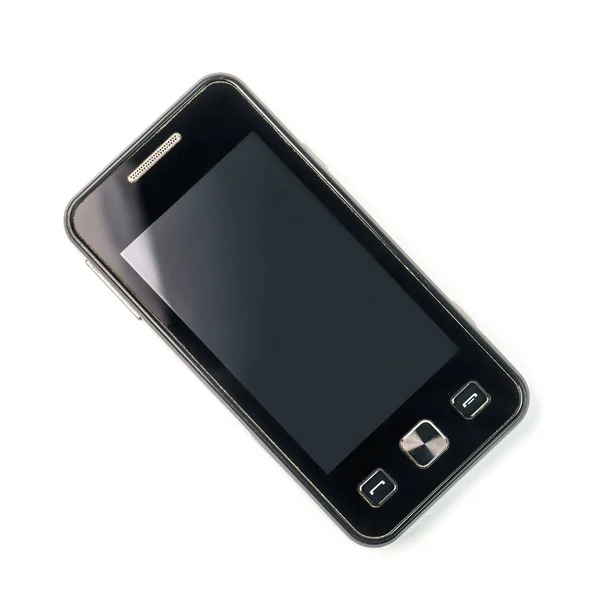 Старомодный черный мобильный телефон изолирован на белом фоне — стоковое фото