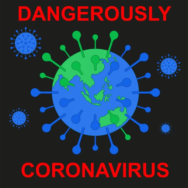 Brote de Coronavirus 2019-ncov de una nueva cepa de gripe que amenaza el desarrollo de una pandemia. Ilustración vectorial — Archivo Imágenes Vectoriales