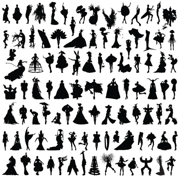 Set of female silhouettes — Stock Vector