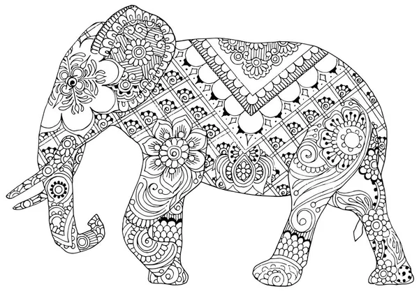 Elefant med indiska mönster — Stock vektor
