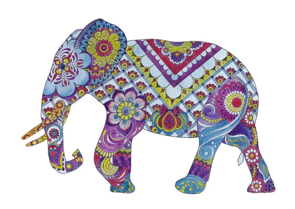 Elephant with oriental ornaments — Stock Photo, Image