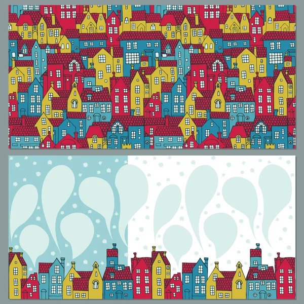 Deux milieux avec des maisons colorées — Image vectorielle