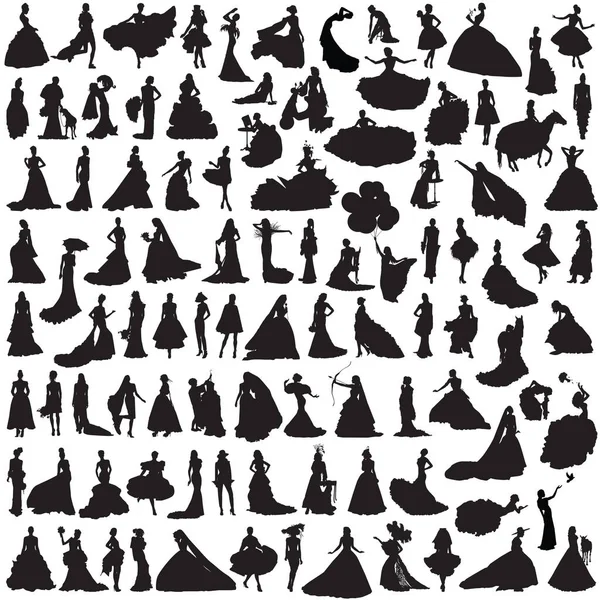 Set of women silhouettes — Stock Vector