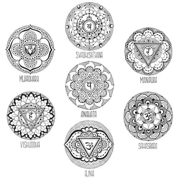 9 mandalas estilo mihendi — Archivo Imágenes Vectoriales