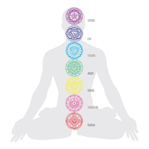 Chakras humanos. Regime aplicável . — Vetor de Stock