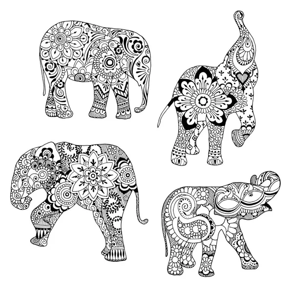 Éléphants ornés décorés — Image vectorielle