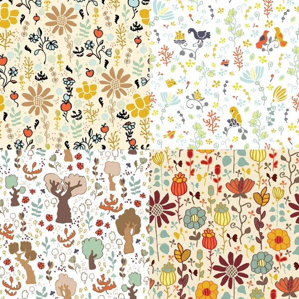Ensemble de motifs floraux — Image vectorielle