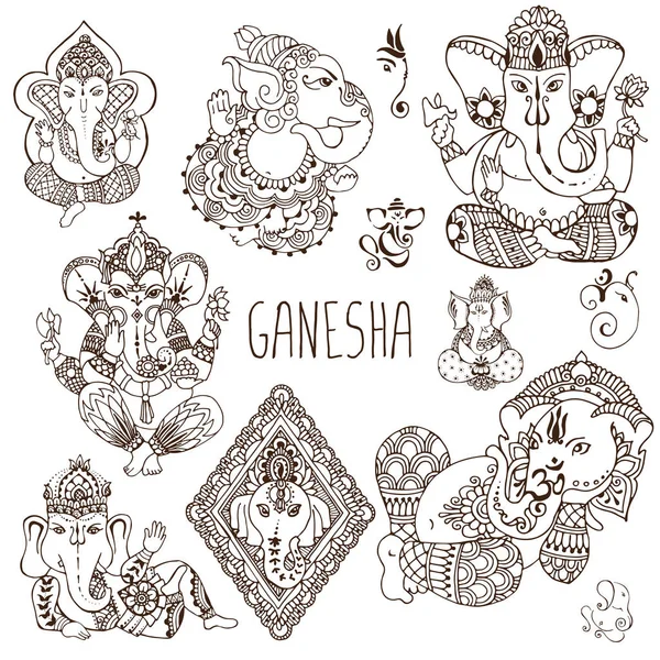 Ganesh dans le style mehendi. — Image vectorielle