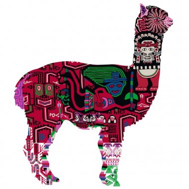 alpaca with Peruvian pattern clipart