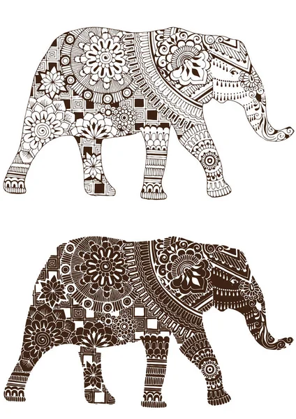 Elephant Oriental Patterns — Stock Vector