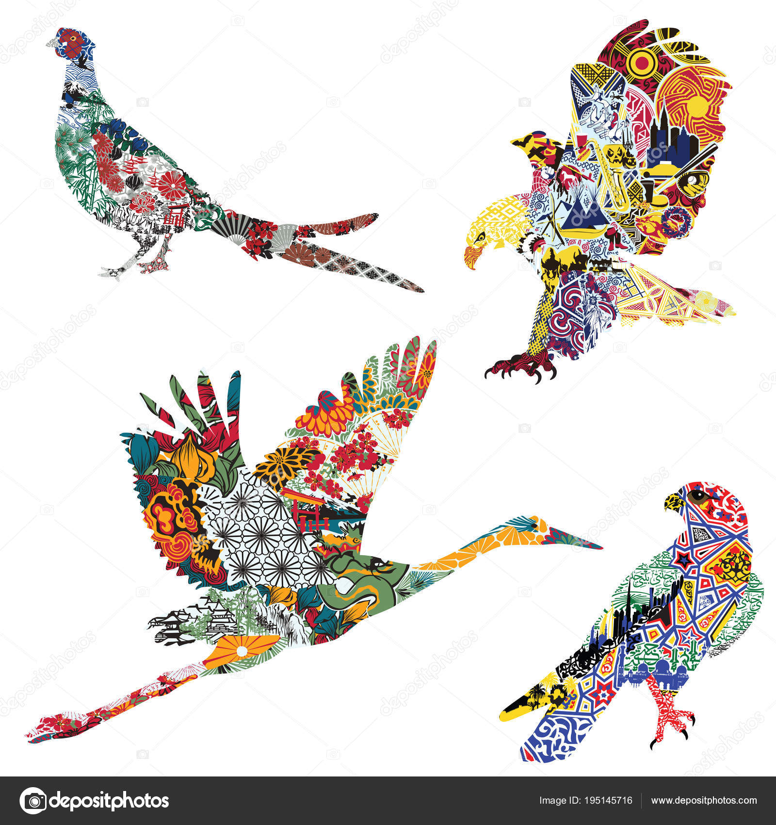 Une Multitude Oiseaux Qui Symbolisent Les Différents Pays