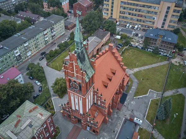 Luftaufnahme der Kirche der Heiligen Familie in Kaliningrad — Stockfoto