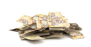 Kanada Doları Yığını (beyaz arkaplanda izole edilmiş))