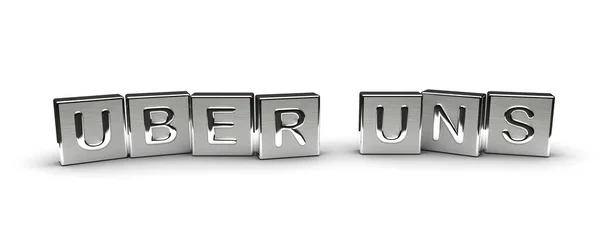 Metal Uber Uns Metni (beyaz arkaplanda izole edilmiş))