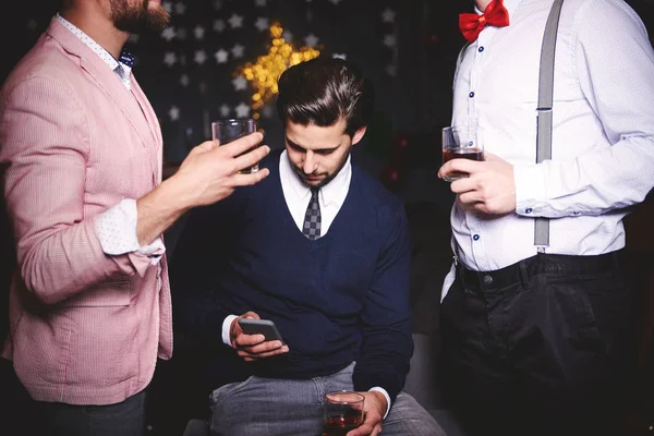 Three men at party — Stock Photo, Image