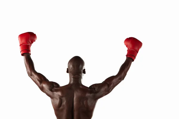 Boxer Cheering Fists Air — Stock Photo, Image