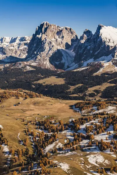 Paisaje Montaña Dolomitas Italia Tomada Desde Helicóptero —  Fotos de Stock