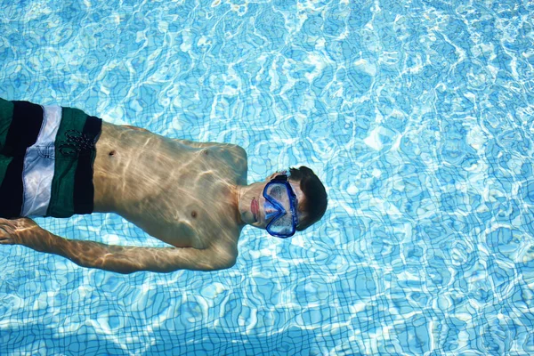 Teenage Boy Wearing Goggles Pool — Stock Photo, Image