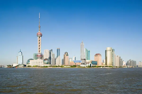 Observing View Pudong Skyline Oriental Pearl Tower Daytime — Stock Photo, Image