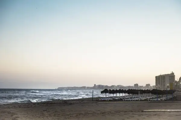 Sunloungers Beach Torreblanca Fuengirola Spain — Stock Photo, Image