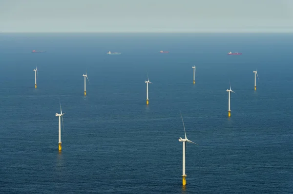 Aerial Shot Offshore Wind Farm Dutch Coast Ijmuiden North Holland — Stock Photo, Image