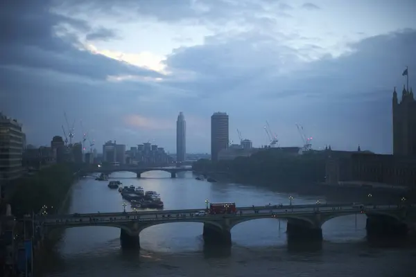 Vista Alto Angolo Del Tamigi Del Ponte Westminster All Alba — Foto Stock