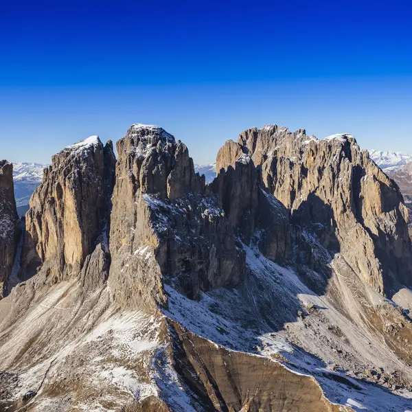 Malebný Pohled Horský Vrchol Dolomity Itálie Vrtulníku — Stock fotografie