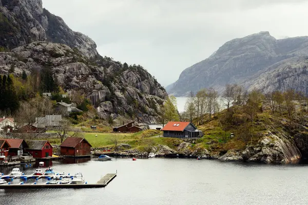 Village Harbor Lysefjord Rogaland County Norway — Stock Photo, Image