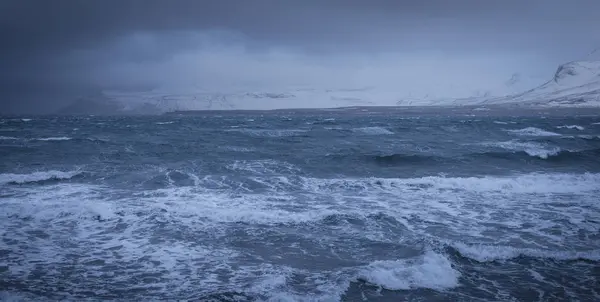 Взимку Шторм Морі Olafsvik Snaefellsnes Ісландія — стокове фото