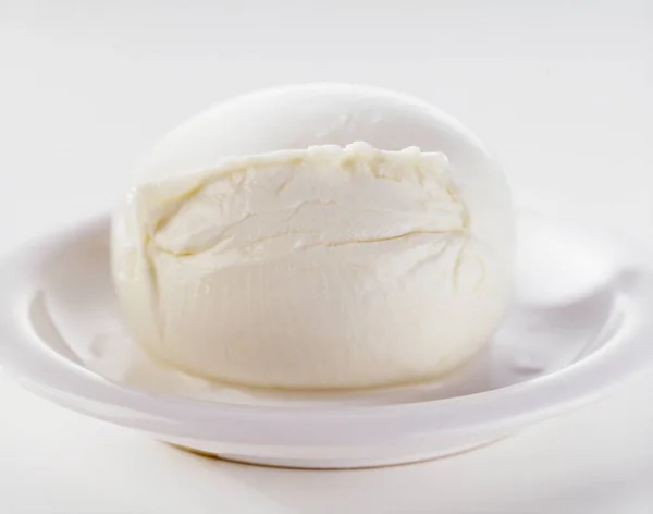 Buffalo Mozzarella White Dish Close — Stock Photo, Image