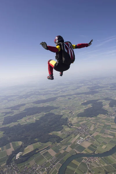 Kobiece Skydiver Swobodnego Spadania Grenchen Berno Szwajcaria — Zdjęcie stockowe