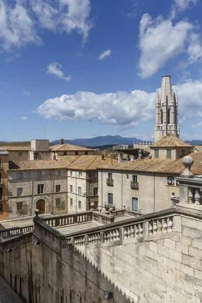 Székesegyház Lépcsők Sant Felix Templom Mögött Régi Negyedében Város Girona — Stock Fotó