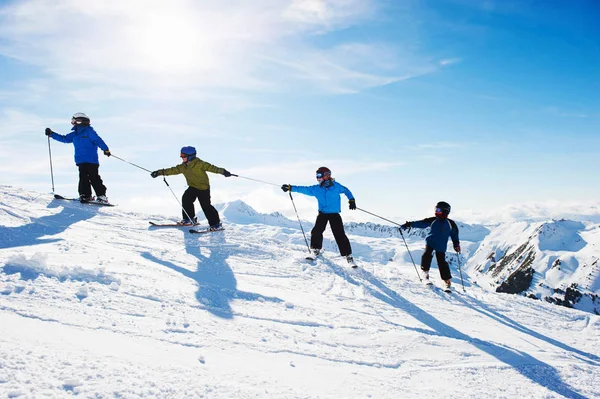 Children Climbing Snowy Mountainside — Stock Photo, Image