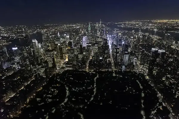 Вид Вертолета Central Park Empire State Building Нью Йорк Сша — стоковое фото