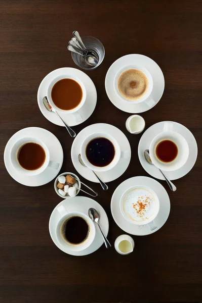 Selección de cafés en tazas — Foto de Stock