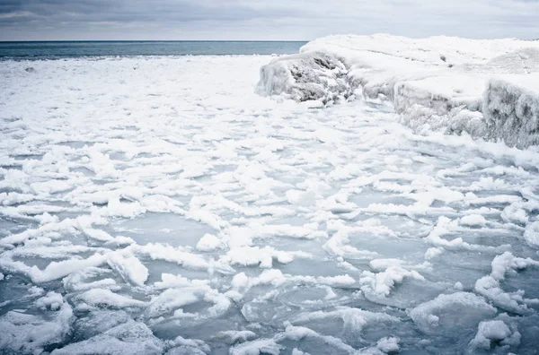 Vista Panorámica Del Lago Congelado Invierno —  Fotos de Stock