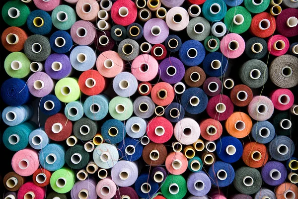 Pile Cotton Reels Full Framed — Stock Photo, Image