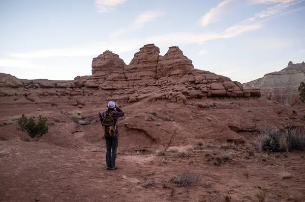 Bakifrån Man Tittar Utsikt Över Sandstensberg Kodachrome Basin State Park — Stockfoto