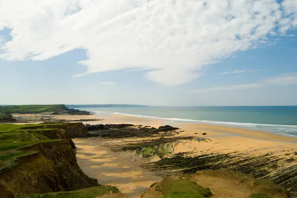 Bude Beach Cornwall Luz Solar Brillante — Foto de Stock